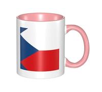 Flag of the Czech Republic Printed ceramic Pink mug with curved handle, suitable for office and everyday drinking.