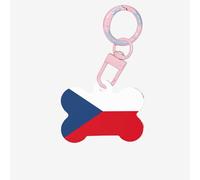 Flag of The Czech Republic Printing 1 Pc Dog Tag Bone Shape Id Tags Double Sided with Key Ring Pet Craft Pet for Pets