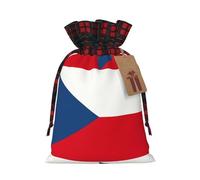 Flag Of The Czech Republic Printing Color Matching Plaid Christmas Bag With Drawstring For Christmas Birthdays Party,4.7x6.9 Inch