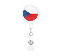 Flag of The Czech Republic Printing Retractable Badge Holder. with Clip and Keyring The Maximum Retractable Length is Approximately 55cm, with a 360° Rotating clamp.