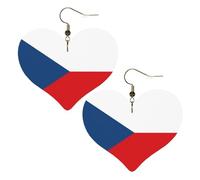 Flag of the Czech Republic Prints Stylish Heart-Shaped Earrings Lightweight Women'S Accessories Perfect For Parties And Valentine'S Day.