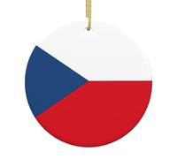 Flag of the Czech Republic Round Ceramic Christmas Ornament Festive Porcelain Hanging Decor Personalized Decoration Souvenir
