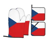 Flag of The Czech Republic This Unique Printed Oven mitt and potholder Set is an Eye-catching Combination, Featuring Water-Resistant Polyester and Heat-Insulating Fabric.