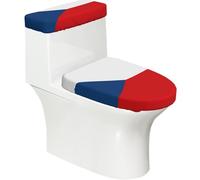 Flag of the Czech Republic Toilet Lid Cover Set - Elastic Smooth Polyester Material Dustproof and Easy to Clean Durable
