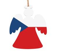 Flag of the Czech Republic Wooden Angel Shape Decoration Fashion Design 2 PCS Suitable For Home Festival Decoration