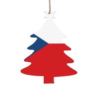 Flag of the Czech Republic Wooden Christmas Tree Shape Decoration Fashion Design 6 PCS Suitable For Home Festival Decoration