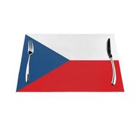 Flag of The Czech Republic Woven Placemat 12x18 Inch - Non-Slip, 6 PCS Durable for Home and Kitchen Decor