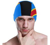 Flag of the Democratic Republic of Congo, Kinshasa, large swimming for women, short hair, waterproof swimming, for adults, hair protection and resistance reduction, Gorro de natacion para Hombre