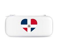 Flag of The Dominican Republic Heart Compatible with Switch Carrying Case Waterproof Protective Travel Bag with 15 Game Card Slots