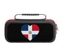 Flag of The Dominican Republic Heart Compatible with Switch Carrying Case Waterproof Protective Travel Bag with 20 Game Card Slots
