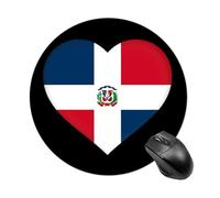Flag of The Dominican Republic Heart Cute Mouse Pad with Non-Slip Rubber Base Round Mouse Mat Office Supplies