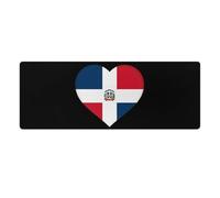 Flag of The Dominican Republic Heart Desk Mat with Stitched Edge Non-Slip Rubber Base Mouse Pad Office Supplies 30x80cm