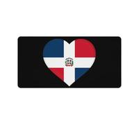 Flag of The Dominican Republic Heart Desk Mat with Stitched Edge Non-Slip Rubber Base Mouse Pad Office Supplies 30x60cm