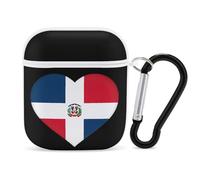 Flag of The Dominican Republic Heart Headphone & Earphone Cases Compatible with Airpod 1&2 Scratch-Resistant PC Protective Cover with Keychain White-style