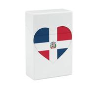 Flag of The Dominican Republic Heart Plastic Cigarette Case Waterproof Anti-Squeeze Cigarette Box with Snap Closure