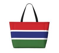 Flag Of The Gambia Beach Travel Bag - Foldable Spacious Large Capacity Beach Bag Tote Bag With Zipper, Black, One Size