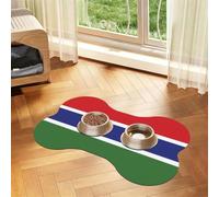 Flag of the Gambia Bone Shaped Absorbent Dog Feeding Mat