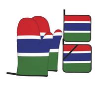 Flag of the Gambia Kitchen baking four-piece set anti-scalding and heat insulation for kitchen baking and grilling