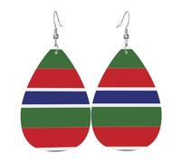 Flag of the Gambia Leather Earring Pairs Teardrop Faux Leather Earrings Set for Women Lightweight Leather Dangle Drop Earrings.
