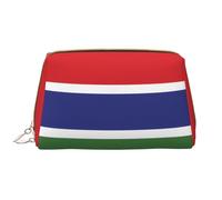 Flag of The Gambia Zipper Closure Leather Portable Waterproof Cosmetic Bag for Home Travel to Organize Toiletries Sundries