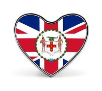Flag of The Governor of Jamaica Printed Heart Brooches Colorful Fashion Pins Badge for Backpacks Shirts Scarf