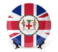 Flag of The Governor of Jamaica Trendy Bone China Decorative Plate with Display Stand Ceramic Decor Plate Art Crafts 10inch