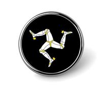 Flag of The Isle of Man Round Brooch Pins Badge Printed Button Tie Lapel Backpack Pin Decoration for Women Men