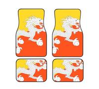 Flag of The Kingdom of Bhutan Print Car Floor Mat Pads - Front Back Rugs All-Weather Auto Foot Mat Set of 4 Pieces, for Women Men