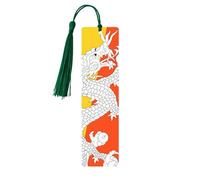 Flag of The Kingdom of Bhutan Print Wooden Bookmark - Cute Book Mark with Dark Green Tassel, for Book Lovers Teacher Classroom Gift