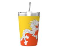 Flag of The Kingdom of Bhutan Printing conical Straw Thermos Cup, Insulated Straw Cup, Perfect for Gym use or Taking with You