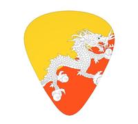 Flag of the Kingdom of Bhutan Stylish and durable guitar picks, three types of thin, medium and heavy guitar picks (12 pieces), suitable for guitar, bass, electric guitar, ukulele,