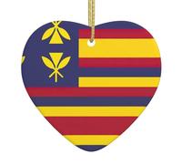 Flag Of The Kingdom Of Hawaii Christmas Ornaments Tree Decorations Hanging Ornaments Heart Ceramic Outdoor Indoor Home Decor