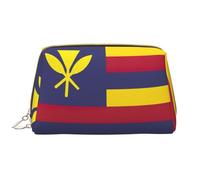Flag of The Kingdom of Hawaii Leather Hand-Held Zipper Makeup Bag Cute Make Up Case Large Wide-Open Pouch Pen Case