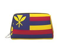 Flag of The Kingdom of Hawaii Leather Hand-Held Zipper Makeup Bag Storage Bag for Miscellaneous Items Pen Case