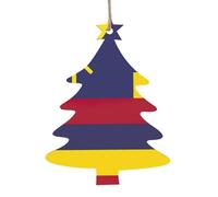 Flag Of The Kingdom Of Hawaii Print 6pcs Christmas Tree Hanging Decor, Wooden Angel Bell Tree Snowman Shapes For Xmas Setup