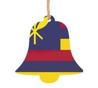 Flag Of The Kingdom Of Hawaii Print 6pcs Christmas Tree Hanging Decor, Wooden Angel Bell Tree Snowman Shapes For Xmas Setup