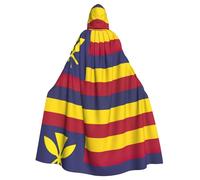 Flag Of The Kingdom Of Hawaii Print Adults Hooded Cloak, Halloween Robe Hooded Cape Witch Wizard Cosplay Costumes For Men Women