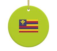 Flag of the Kingdom of Hawaii Print Ceramic Christmas Tree Ornament for Home Bedroom Shops Area Festive Hanging Decor