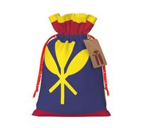 Flag Of The Kingdom Of Hawaii Print Christmas Burlap Gift Bag With Drawstring, Present Small Favor Pouch For Birthday Parties-S Size