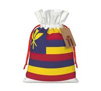 Flag of the Kingdom of Hawaii print Christmas Packing Bag Linen Bags with Drawstring Wedding Present Bag