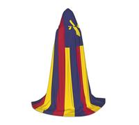 Flag of The Kingdom of Hawaii Print Hooded Robe Adult Wizard Robes Monk Priest Cloak Halloween Cosplay Knight Hood Cape, Black, Large