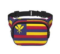 Flag of the Kingdom of Hawaii Print Square Double Layer functionality Waist Bag Unisex Crossbody Pack Travel Workout, Black, One Size