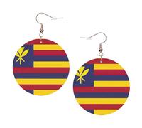 Flag Of The Kingdom Of Hawaii Printed Round Earrings For Women, 1 Pair Lightweight Leather Pierced Earrings Set Trendy Jewelry Gifts For Women Girls