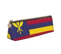 Flag of The Kingdom of Hawaii Triangle Leather Case Pouch with Spacious Interior, Zipper Closure for Writing Tools, Office