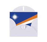 Flag of the Marshall Islands print White Pearlescent Paper Holiday Card with Envelope. Suitable for birthday wishes wedding congratulations and condolences.