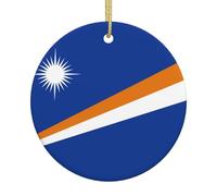 Flag of the Marshall Islands Printed Double-Sided Christmas Ceramic Ornaments â€“ Perfect Souvenir Decorations for Festive and