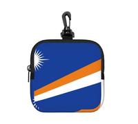 Flag of the Marshall Islands Small Waterproof Zipper Pouch-Neoprene Storage Bag for Earbuds, Keychain Clip Case