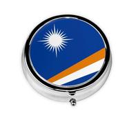 Flag of The Marshall Islands Take-Along Pill Box, Portable Round Pill Box, fits in Your Purse Pocket Lightweight 3 Compartment Pill Box,