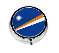 Flag of The Marshall Islands This Small, Round, Three-Compartment Travel Pill Box is Perfect for Storing Daily medications, Vitamins, and on-The-go.