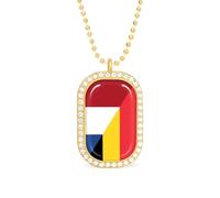 Flag of The Netherlands And Belgium Personalized Necklace Print Pattern Pendant With Chain Gifts For Women Men Golden-style-1